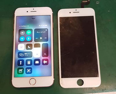 iPhone6ｓ修理後の動作確認と割れた液晶パネル