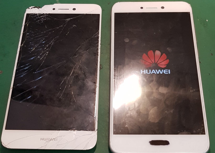 Huawei　P10lite画面修理後の動作確認と割れた画面